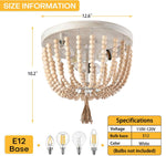 Size of 3-Light Wood Beaded Chandelier