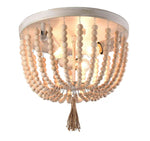 Full Display  of 3-Light Wood Beaded Chandelier