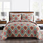 Geo-flower 3-piece quilt bedding set