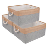 Fabric Foldable Storage Basket, 3pcs gray