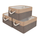 Fabric Foldable Storage Basket, 3pcs coffee